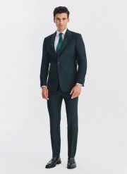 PAKO LORENTE - Wełniany zielony garnitur męski. Zielone garnitury męskie Pako Lorente, bez wzorów, z wełny, biznesowe. Za 2,499.98 zł.