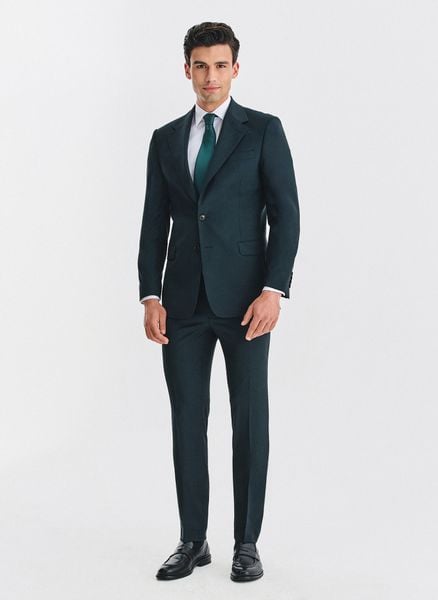 PAKO LORENTE - Wełniany zielony garnitur męski. Zielone garnitury męskie Pako Lorente, bez wzorów, z wełny, biznesowe. Za 2,499.98 zł.