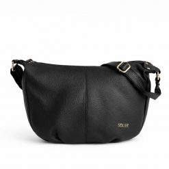 Skórzana torba damska bagietka na ramię Solier FL53 MIRELLE czarna. Czarne torby na ramię damskie bez wzorów, ze skóry, eleganckie, duże, bez dodatków. Za 186.99 zł.