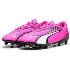 Buty piłkarskie Puma Ultra Play Mxsg, Dla obu płci. Czerwone buty sportowe męskie Puma, przed kostkę, bez zapięcia, do piłki nożnej. Za 229.99 zł.