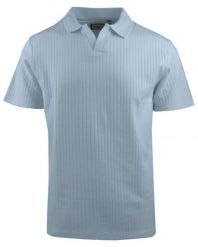 Dzianinowa Koszulka Polo - Dekolt Bez Guzików - Brave Soul - Błękitna. Niebieskie koszulki polo męskie Brave Soul, l, bez wzorów, z bawełny, casualowe, bez ramiączek. Za 99.00 zł.