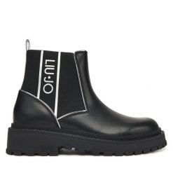 Sztyblety Liu Jo. Czarne botki damskie Liu Jo, bez obcasa, na płaskiej podeszwie, bez zapięcia. Za 799.99 zł.