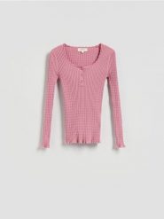 Sweter z wiskozy - brudny róż. Czerwone swetry damskie Reserved, l, bez wzorów, z dzianiny, bez kołnierzyka, bez ramiączek, bez kaptura. Za 139.99 zł.