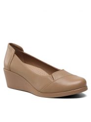 Go Soft Półbuty EST-295-13 Beżowy. Brązowe półbuty damskie GO SOFT, bez wzorów, ze skóry, bez obcasa, na koturnie, bez zapięcia. Za 139.99 zł.