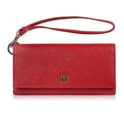 Duży portfel damski skórzany czerwony z miejscem na telefon kopertówka Paolo Peruzzi T-141-RD. Czerwone kopertówki damskie Paolo Peruzzi, bez wzorów, ze skóry, eleganckie, bez dodatków. Za 89.00 zł.