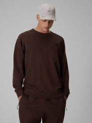 4F Bluza dresowa regular bez kaptura męska - brązowa XXL. Brązowe bluzy męskie 4f, m, bez wzorów, z dresówki, bez kaptura. Za 149.99 zł.