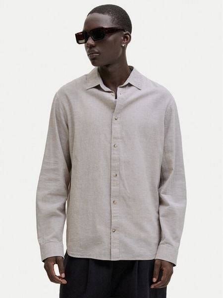 Jack & Jones Koszula Summer 12289174 Beżowy Regular Fit. Brązowe koszule męskie Jack & Jones, m, bez wzorów, z bawełny, bez kołnierzyka, bez ramiączek. Za 110.99 zł.
