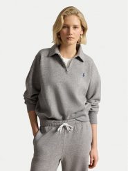 Polo Ralph Lauren Bluza 211B18685004 Szary Regular Fit. Szare bluzy damskie Polo Ralph Lauren, s, bez wzorów, z bawełny, bez kaptura. Za 859.99 zł.