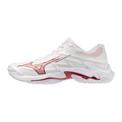 Buty do siatkówki dla kobiet Mizuno Wave Lightning Elite. Białe obuwie sportowe damskie Mizuno, bez wzorów, z materiału, na fitness i siłownię, mizuno wave. Za 479.99 zł.