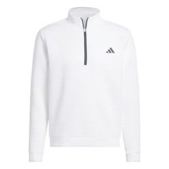 Zakładana przez głowę bluza Ultimate365 Dwr Textured Quarter Zip. Białe bluzy męskie Adidas, bez wzorów, z materiału, na golfa. Za 349.00 zł.