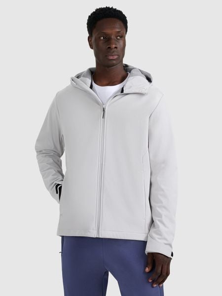 4F Kurtka softshell wiatroodporna membrana 5000 męska - szary 3XL. Szare kurtki męskie 4f, na zimę, m, bez wzorów, z materiału, z kapturem. Za 299.99 zł.
