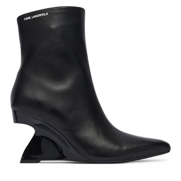 Botki KARL LAGERFELD. Czarne botki damskie KARL LAGERFELD, bez obcasa, na słupku, bez zapięcia. Za 1,099.00 zł.