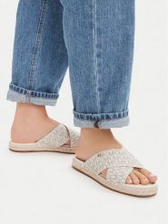 MICHAEL Michael Kors Klapki Kenzie 40R6KZFS1B Kremowy. Białe espadryle damskie MICHAEL Michael Kors, bez wzorów, ze skóry, bez obcasa, bez zapięcia. Za 337.99 zł.