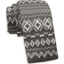 Szary Dziergany, Męski Krawat Knit, 5,5 cm -Alties- w Biały Wzór Norweski, Świąteczny. Szare krawaty i muchy Alties, bez wzorów, z dzianiny, sportowe. Za 55.00 zł.