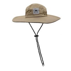 Kapelusz - nylonowy - z długim rondem / dla dorosłych /uniwersalny (beżowy). Brązowe czapki i kapelusze damskie SURF MONKEY, bez wzorów, z bawełny. Za 179.95 zł.