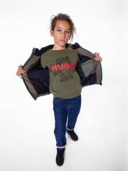 Hugo Bluza G25150 S Khaki Regular Fit. Brązowe bluzy dla chłopców Hugo, bez wzorów, z bawełny, bez ramiączek, bez kaptura. Za 229.99 zł.