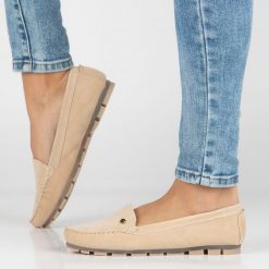 Beżowe skórzane mokasyny damskie Filippo Dp2037/26. Brązowe mokasyny damskie Filippo, z jeansu, casualowe. Za 199.00 zł.