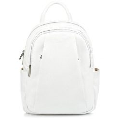 Biały Włoski Plecak Skórzany A4 damski dużo kieszeni C79. Białe plecaki damskie bez wzorów. Za 319.90 zł.