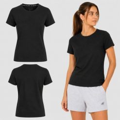 T-SHIRT DAMSKI 4F KOSZULKA SPORTOWA TRENINGOWA NA CO DZIEŃ F2725 SS26. Czarne koszulki sportowe damskie 4f, uniwersalny, bez wzorów, z bawełny, bez kołnierzyka, bez ramiączek, na fitness i siłownię. Za 126.00 zł.