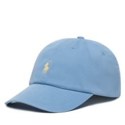 Czapka z daszkiem Polo Ralph Lauren. Niebieskie czapki i kapelusze damskie Polo Ralph Lauren, bez wzorów. Za 269.99 zł.