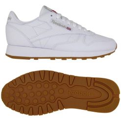 Trenerzy Reebok Classic Leather. Białe obuwie sportowe damskie Reebok, bez wzorów, ze skóry, trekkingowe, Reebok Classic. Za 383.00 zł.