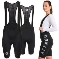 Spodenki rowerowe damskie ATTABO Kirun WMNS Bib Shorts. Czarne obuwie sportowe damskie ATTABO, bez wzorów, rowerowe. Za 129.99 zł.