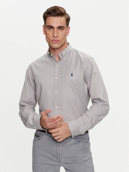 Polo Ralph Lauren Koszula 710829480009 Szary Custom Fit. Szare koszule męskie Polo Ralph Lauren, m, bez wzorów, z bawełny, bez kołnierzyka, bez ramiączek. Za 699.99 zł.