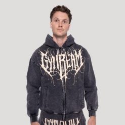 Bluza męska fitness z kapturem oversize Abyss. Szare bluzy sportowe męskie GYMBEAM, m, bez wzorów, z bawełny, z kapturem, na fitness i siłownię. Za 148.90 zł.