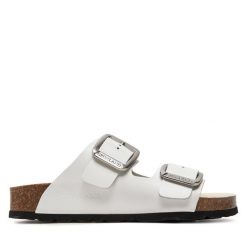 Klapki Grünland. Białe klapki damskie Grünland, bez wzorów, bez obcasa. Za 269.99 zł.