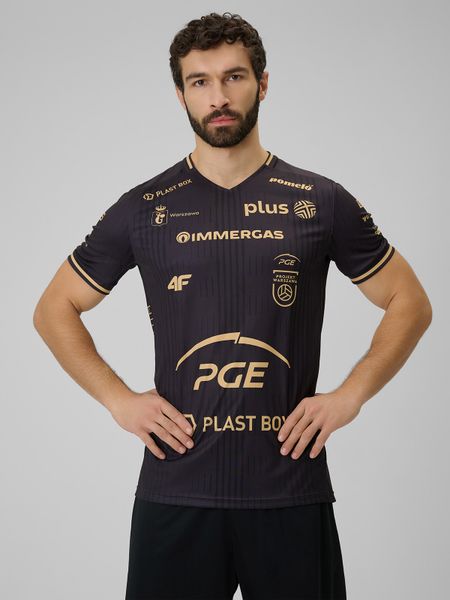 4F Koszulka meczowa replika wyjazdowa z sezonu 2025/26 męska 4F x Projekt Warszawa - czarna S. Czarne koszulki sportowe męskie 4f, m, bez wzorów, z dzianiny, bez kołnierzyka. Za 179.99 zł.