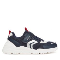 Sneakersy Geox. Niebieskie trampki i tenisówki chłopięce Geox, bez wzorów, bez zapięcia. Za 259.99 zł.