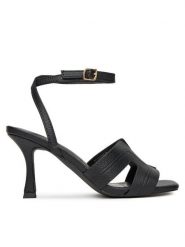 JENNY Sandały R25SS00542 Czarny. Czarne sandały damskie Jenny, bez wzorów, ze skóry, bez obcasa, na szpilce, bez zapięcia. Za 129.99 zł.