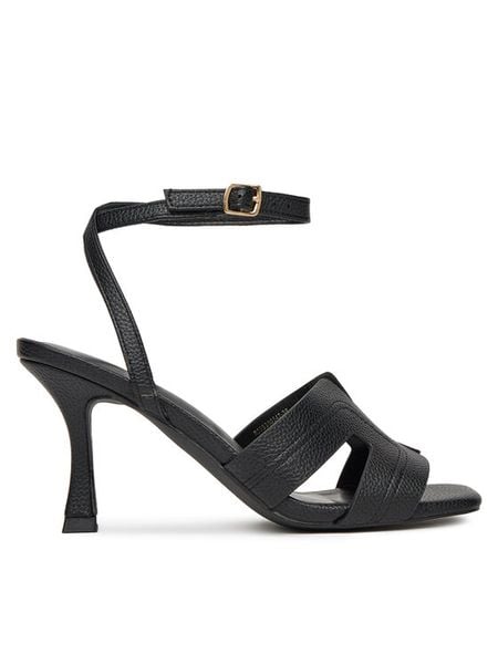 JENNY Sandały R25SS00542 Czarny. Czarne sandały damskie Jenny, bez wzorów, ze skóry, bez obcasa, na szpilce, bez zapięcia. Za 129.99 zł.