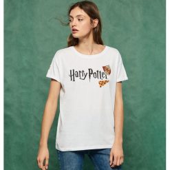 T-shirt Harry Potter - Biały. Białe t-shirty damskie Sinsay. Za 39.99 zł.