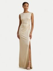LAUREN RALPH LAUREN Sukienka wieczorowa 253P04060001 Beżowy Slim Fit. Brązowe sukienki damskie Lauren Ralph Lauren, bez wzorów, z syntetyku, wizytowe, bez kołnierzyka, bez ramiączek. Za 1,799.00 zł.