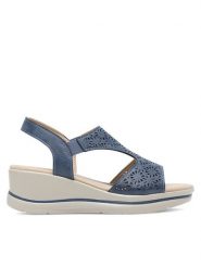 Clara Barson Sandały WYL0510-27 Niebieski. Niebieskie sandały damskie Clara Barson, bez wzorów, z syntetyku, bez obcasa, na koturnie, bez zapięcia. Za 59.99 zł.