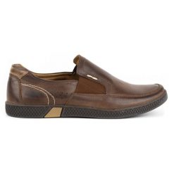 KOMODO Mokasyny męskie 912 ciemny brąz brązowe. Brązowe mokasyny męskie z gumy, casualowe. Za 367.89 zł.