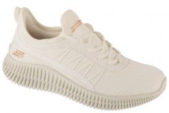 Buty sportowe Sneakersy damskie, Bobs Geo-New Aesthetics. Białe obuwie sportowe damskie Skechers, bez wzorów, z materiału, trekkingowe. Za 249.99 zł.
