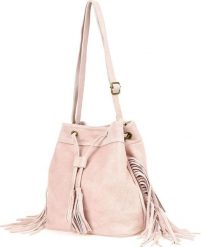 Beltimore Pudrowa Torebka damska skórzana zamsz troczki worek W03. Torebki do ręki damskie Beltimore, bez wzorów, z zamszu, bez dodatków. Za 159.49 zł.