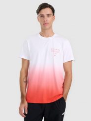 4F T-shirt regular z nadrukiem męski - czerwony S. Czerwone t-shirty męskie 4f, m, bez wzorów, z bawełny, bez kołnierzyka. W wyprzedaży za 69.99 zł.