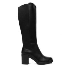 Kozaki Clara Barson. Czarne kozaki damskie Clara Barson, bez obcasa, na słupku. Za 229.99 zł.