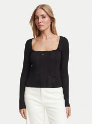 Tommy Jeans Bluzka DW0DW23544 Czarny Slim Fit. Czarne koszule damskie Tommy Jeans, xxs, bez wzorów, z jeansu, bez kołnierzyka, bez ramiączek. Za 409.99 zł.