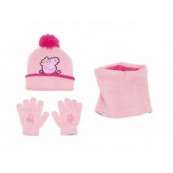 Czapka, Rękawiczki i Komin Peppa Pig Cosy corner. Czerwone rękawiczki dziecięce Peppa Pig, bez wzorów. Za 100.60 zł.