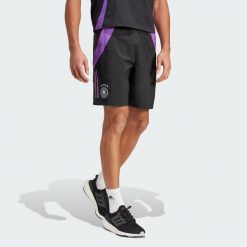 Szorty Germany Tiro 24 Competition Downtime. Czarne krótkie spodenki sportowe męskie Adidas, l, bez wzorów, z materiału, do piłki nożnej. Za 167.90 zł.