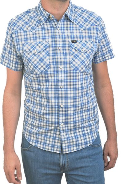 LEE MĘSKA KOSZULA SS WESTERN SHIRT DEEP INDIGO L640IDPS. Niebieskie koszule męskie Lee, l, bez wzorów, bez kołnierzyka, bez ramiączek. Za 269.99 zł.