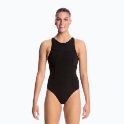 Strój pływacki Funkita Still Black Hi Flyer zapinany na suwak. Czarne kostiumy jednoczęściowe damskie FUNKITA, s, bez wzorów, do pływania. Za 249.00 zł.