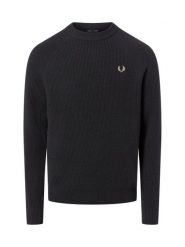 Fred Perry Męski wełniany sweter Mężczyźni Wełna niebieski jednolity, L. Niebieskie swetry przez głowę męskie Fred Perry, l, bez wzorów, z dzianiny, bez kołnierzyka. Za 899.95 zł.