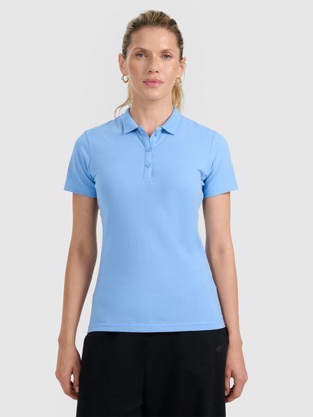 4F Koszulka polo slim damska - granatowa XS. Niebieskie koszulki sportowe damskie 4f, xs, bez wzorów, z bawełny, bez kołnierzyka, bez ramiączek. Za 89.99 zł.