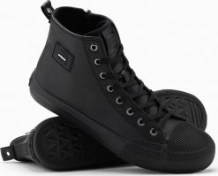 Ombre Męskie buty wysokie trampki z ozdobnym noskiem czarne V1 OM-FOTH-0157 41. Czarne trampki męskie Ombre, bez wzorów, bez zapięcia. Za 169.99 zł.