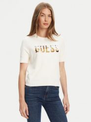 Guess Sweter W5YR25 Z2NQ2 Écru Regular Fit. Swetry damskie Guess, xl, z aplikacjami, z wiskozy, bez kołnierzyka, bez ramiączek, bez kaptura. Za 249.99 zł.